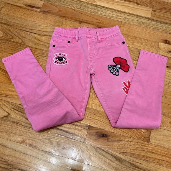 Kenzo Girls Pink Patched Jeggings - Picture 2 of 6